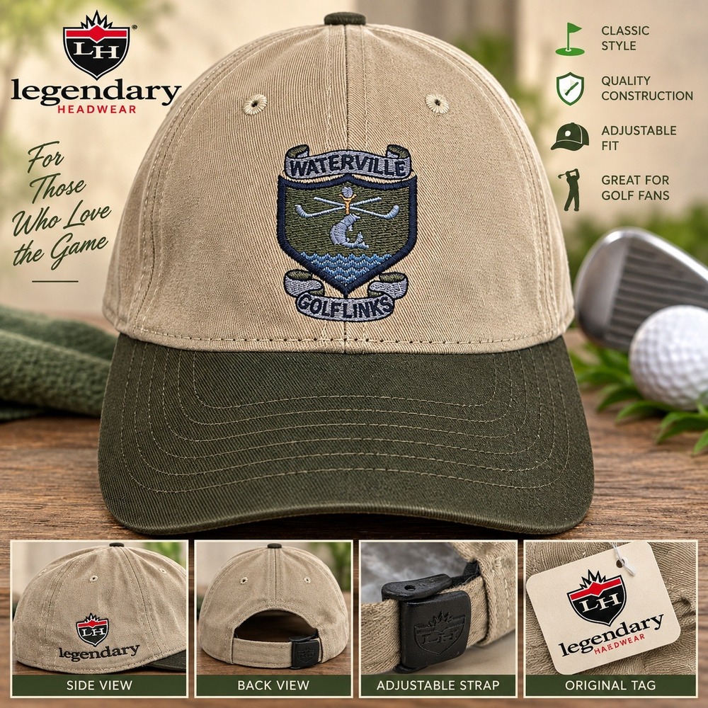 Legendary Headwear Waterville Golf Links Hat Khaki Olive Green Adjustable NWT